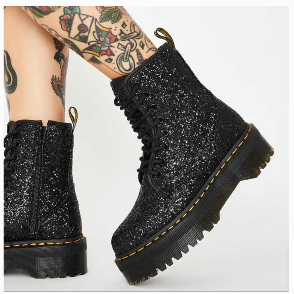 Dr Martin Jadon chunky glitter boots platform 12